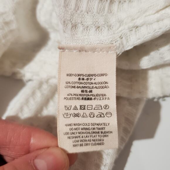 We The Free People Wildcat Thermal Waffle Knit Raw Hem Oversized Top Size XS - Picture 10 of 12